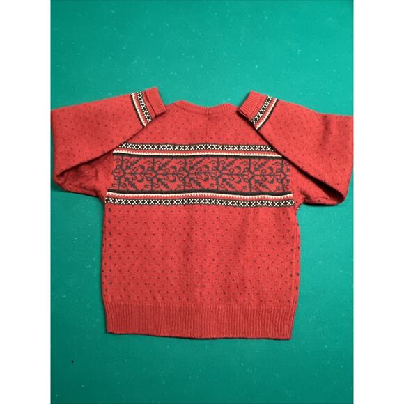 L.L. Bean Red, Green, & Black 100% Pure Wool Shetland Women's Nordic Cardigan SM - Picture 7 of 8